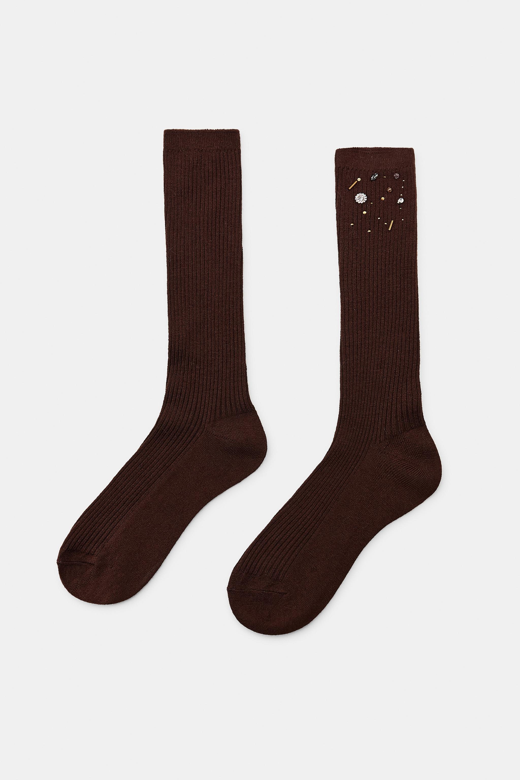 WOOL SOCKS WITH JEWELS AND BEADS
